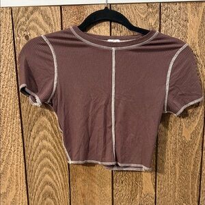 Garage Brown Ribbed Crop Top~Small